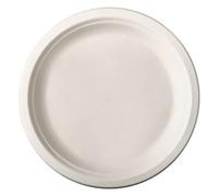 Assiette en canne à sucre Ø 23 cm, blanche - Lot de 50