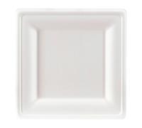 Assiette en canne à sucre 20 x 20 cm, blanche - Lot de 50