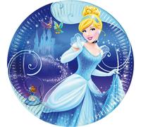 Assiette en carton Cendrillon décoration de table 8 pièces bleu 23cm