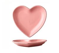 Assiette En Céramique Forme De Coeur Personnalisé Amour Collation Bijoux Maison Gâteau Fruits Pêche (Rose)