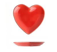 Assiette En Céramique Forme De Coeur Personnalisé Amour Collation Bijoux Maison Gâteau Fruits Pêche (Rouge)