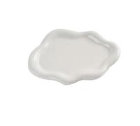 Assiette en céramique simple blanche/argentée for la maison, dessert, bijoux, rangement, nuage Pour colliers et bracelets(White)