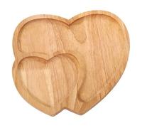 Assiette en forme de cœur Plateau de service en bois en forme cœur Planche à charcuterie romantique Plateau à 2 compartiments 9, 1 x 8, 7 pouces pour le mariage Saint-Valentin Dîner aux chandelle