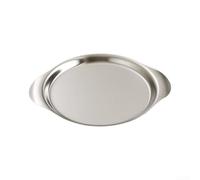 Assiette en métal à double poignée Plaque en acier inoxydable de haute qualité Non jetable Vaisselle pour aliments chauds Or élégant 18 x 14 cm (18 cm Argent)