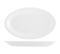 Saturnia 10 Assiettes Ovales Roma En Porcelaine Blanche 32 Cm