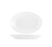 Assiette En Porcelaine Tivoli Blanche Ovale 25 Cm