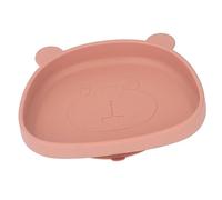 Assiette en Silicone pour bébé, Assiette à Ventouse Portable Résistante à la Chaleur avec Forme de Panda de Dessin animé Mignon et 2 Oreilles sur Assiette pour les Nourrissons (Orange)