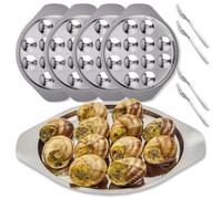 Assiette Escargot, 4 Pièces-12 Trous En Acier Inoxydable, Plat D'escargot - Assiette à Huîtres Assiette De Service Aux Champignons Service à Escargots En Métal Couverts à Escargots