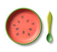 Assiette et sa cuillère wally la pastèque rouge TU