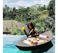 Assiette flottante et plateau de petit-déjeuner pour fête de piscine et baignoire, design en rotin pour le thé de l'après-midi et la photographie
