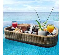 Assiette flottante et plateau de petit-déjeuner pour fête de piscine et baignoire, design en rotin pour le thé de l'après-midi et la photographie