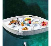 Assiette flottante et plateau de petit-déjeuner pour fête de piscine et baignoire, design en rotin pour le thé de l'après-midi et la photographie