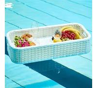 Assiette flottante et plateau de petit-déjeuner pour fête de piscine et baignoire, design en rotin pour le thé de l'après-midi et la photographie