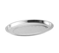 Assiette Inox Assiette de plat principal épaissie et approfondie, assiette poisson cuit à la vapeur, ovale fruits mer grillés, barbecue en acier inoxydable(30cm)