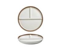Assiette japonaise en céramique de 20,3 cm - Plateau sous glaçure à 3 compartiments pour repas cétogènes et post-partum, plat antidérapant de qualité restaurant pour une salle à manger saine (MKJ)