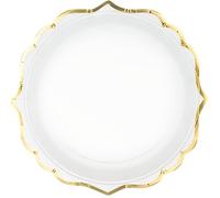 Assiette Jetable - Dentelée - MARQUE Non Spécifiée - Blanc et Or - Set de 6 - Carton
