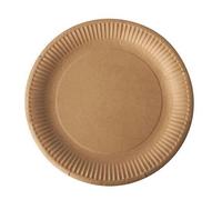 Assiette jetable en carton - PAP STAR - 23 cm - Marron - Certifiée FSC - Lot de 50 pièces