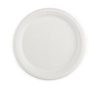 Assiette jetable ronde et plate en fibres végétales ø 25 cm - Blanc - Lot de 50