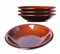 KADAX Assiette plate "Olympia", Assiette en terre cuite avec couche de céramique, Assiette de service, Assiette plate, Marron, 23 cm, 4 pièces