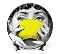 Assiette Lina Cavalieri, Assiette Décorative Murale, Décoration Murale Mysterious Face Plate, Y Compris Support Et Crochet À Ressort Spécial,style-26,8inch