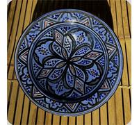Assiette orientale en céramique peinte à la main Bol marocain en céramique Assiette murale grande, bleue