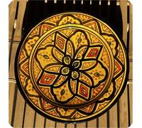 Assiette orientale en céramique peinte à la main Bol marocain en céramique Assiette murale grande, jaune
