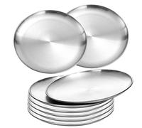 Assiette plate en acier inoxydable 18/8 pour plats principaux, viande grillée, dessert, salade et fruits - 23 cm de grande capacité (8 pièces, 22,9 cm)