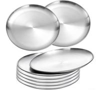 Assiette plate en acier inoxydable de 22,9 cm, pour une utilisation fiable dans les repas familiaux, les pique-niques et les repas en plein air avec une résistance durable (8)