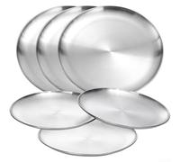 Assiette plate en acier inoxydable de 22,9 cm, pour une utilisation fiable dans les repas familiaux, les pique-niques et les repas en plein air avec une résistance durable (6)