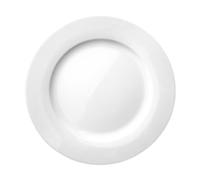 Assiette plate en céramique, couleur blanche, design classique, idéale pour servir des repas et présenter des plats lors d'événements.