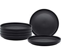 Assiette plate en céramique fine avec bord noir mat - set de 6 - Elder Céramique Assiette de service grande Ø 27 cm