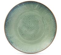 Assiette plate en céramique - ORION - 27 cm - Vert - Émail moucheté - Compatibilité lave-vaisselle