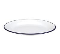 Assiette plate en émail de 22 cm, résistante et facile à nettoyer, idéale pour un usage quotidien et la présentation des aliments.