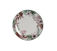 Assiette plate en porcelaine - DKD Home Decor - Blanc et vert - 29x38x29 cm - Florale - Brillante
