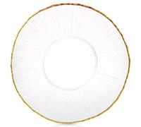 Assiette plate en verre peu profonde, dorée, 28 cm