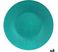 Assiette plate en verre turquoise 27,5 x 2 x 27,5 cm (6 pièces)