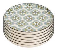 Assiette plate Imany en céramique 26 cm- motif carreaux de ciment multicolore (lot de 6) - - Blanc - Grès
