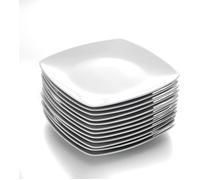 Assiette Plate - Malacasa - JULIA - 12 pièces - Céramique - Blanc - Compatible lave-vaisselle