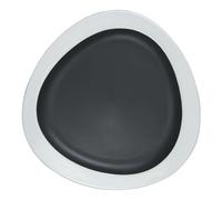 Assiette Plate Noire Mate Fil Blanc 22,5 Cm Perséphone Le COQ | Triangulaire