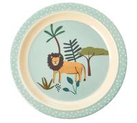 Assiette plate pour enfant en mélamine RICE Jungle bleue