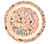 Assiette plate pour enfant en mélamine RICE Jungle rose