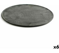 Assiette plate Quid Mineral Gres en céramique Noir Ø 33 cm (6 pièces)