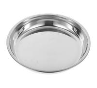 Assiette Plate Ronde en Acier Inoxydable, Grand Format, Argenté