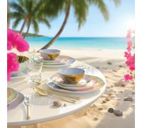 Assiette plate tricolore-paradise - lot de 6