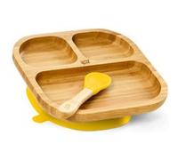 Assiette pour enfant - Klarstein - Cuillère inclus - 250 ml - Ventouse - 18 x 18 cm - Jaune