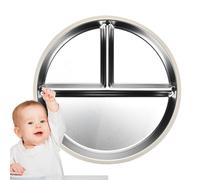 Assiette Pour Tout-petits En Acier Inoxydable - Plateau En Métal 304 Divisé De 23,5 Cm | Base D'aspiration En Silicone | Ce Plat Isolant Thermique Passe Au Lave-vaisselle Est Parfait Pour Servir Des R