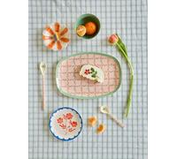 Assiette rectangulaire en mélamine CHECKERED STENCIL rice rose TU