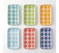 Assiette Rectangulaire Service Assiettes Porcelaine - Assiette Dessert Couleur 20 x 11 cm - Petite Assiettes Ceramique à Aperitif | Sushi | Tapas - Passe au Lave Vaisselle et au Micro onde - Lot de 6
