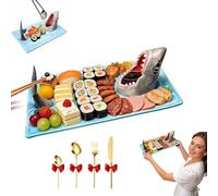 Assiette Requin En Céramique Bleue, Service De Table 4 Étoiles, Assiette À Sushis Requin Avec Bol À Sauce, Plateau De Service Peint À La Main, Cadeaux Pour Les Fêtes Et Les Anniversaires(1PC)