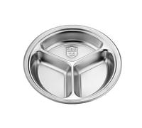 Assiette ronde à 3 compartiments en acier inoxydable pour la séparation des aliments, économise de l'espace, plat de service, cuisine, salle à manger, plateau en acier inoxydable